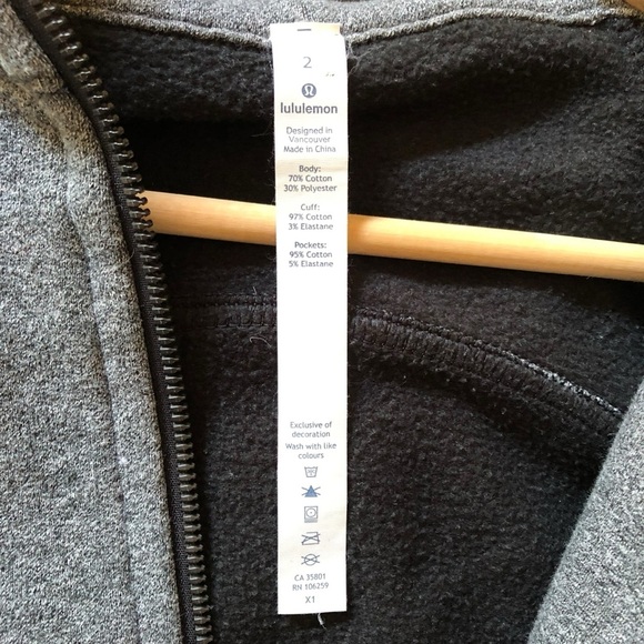 Lululemon Scuba Hoodie Light Cotton Fleece Size 2 Heathered Speckled Black Grey - Picture 15 of 16